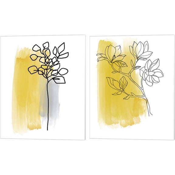 Great Art Now Botanique en Gris by Bronwyn Baker 2 Piece Canvas Art Set Each 12"W x 15"H