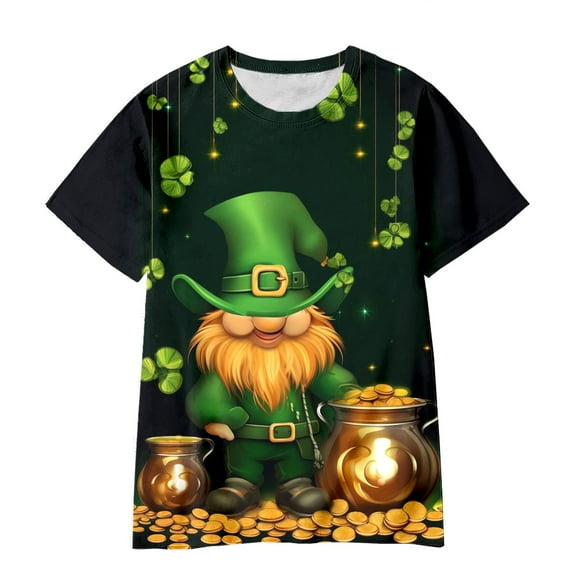 St Patricks Day Shamrock Shirts for Boys and Girls Round Neck Short Sleeve Soft Comfortable Cotton Casual Spring Summer T-Shirts Z03-Mint Green 7-8 Years