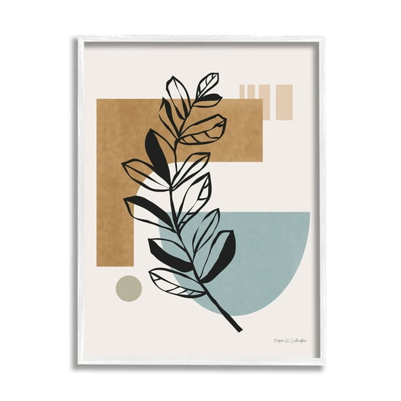 Stupell Industries Desert Geometric Shape Abstraction Botanical Plant Outline Abstract Painting White Framed Art Print Wall Art, 24 x 30