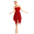 thumbnail image 4 of MSemis Women's Chiffon Spaghetti Strap Asymmetric Lyrical Dance Swing Party Dress, 4 of 7