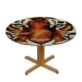 thumbnail image 3 of JEUXUS Tiger Round Fitted Tablecloth with Elastic Edge, Various Symbols of Nature Bengal Cat Bald Eagle Butterfly Print Large Polyester Table Cover, Fit Round Table up for Indoor Outdoor Patio Use, 3 of 7