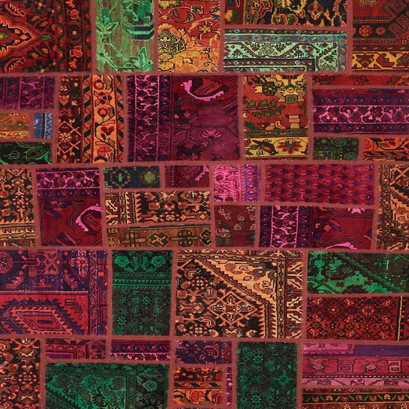 Ahgly Company Machine Washable Indoor Square Abstract Dark Sienna Brown Area Rugs, 5' Square