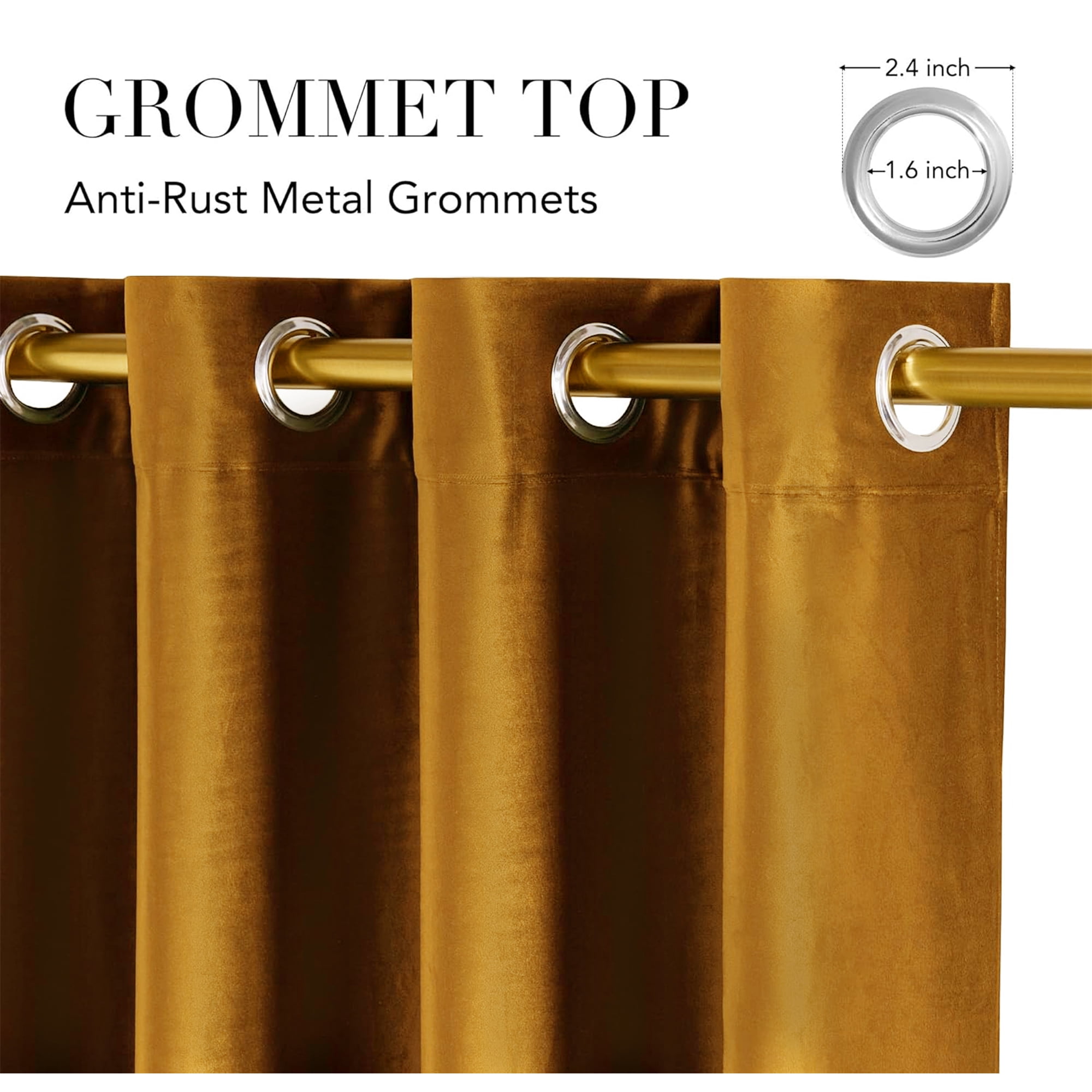 SUSIELADY Blackout Velvet Curtains, Thermal Insulated, Noise-Reducing, Soundproof, Light-Blocking, Room Darkening Drapes, 2 Panels, Grommet for Living Room & Bedroom, 52 x 84 in, Mustard Yellow