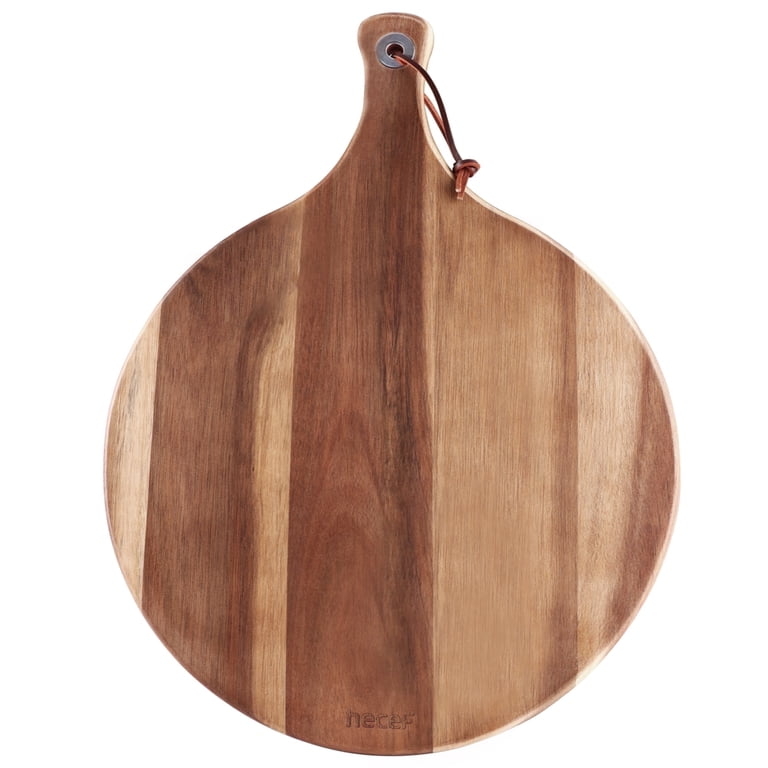 Hecef 12-Inch Round Acacia Wood Charcuterie Board with Handle photo 1