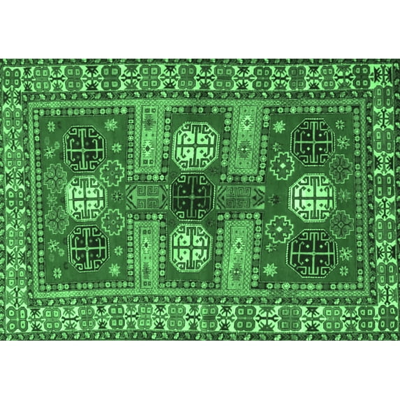 Ahgly Company Indoor Rectangle Persian Emerald Green Traditional Area Rugs, 5' x 7'