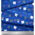 thumbnail image 2 of Soimoi Blue Poly Georgette Fabric Heart & Love Text Print Sewing Fabric Yard 52 Inch Wide, 2 of 3