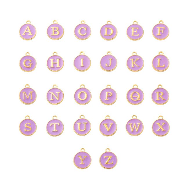 Sonducket 26 piezas de abalorios con letras iniciales, colgante hecho a mano, abalorio de aleación de doble cara, pendiente artesanal DIY con accesorios Ropa, zapatos y accesorios Miscelánea Violeta Sonducket AP010311-02