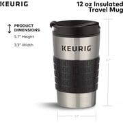 Keurig® 12oz Stainless Steel Insulated Coffee Travel Mug, Fits Under Any Keurig® K-Cup Pod Coffee Maker (including K-15/K-Mini), Silver