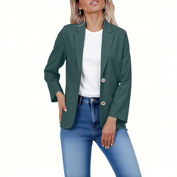 Ayolanni Womens Blazers Professional Business Green Fitted Winter Lapel Collar Button Down Blazers Womens Jackets M