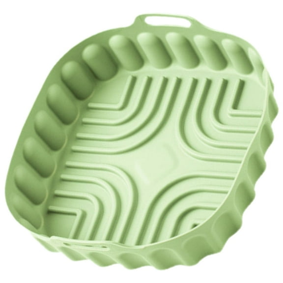 KONTONTY Green Silicone Air Fryer Liner for Easy Cooking and Storage Nonstick Waterproof 9.5 in