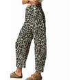 thumbnail image 3 of Jeans for Women Casual Mid Rise Leopard Printed Wide Leg Baggy Cropped Denim Trouser Ankle Pants Brown S, 3 of 7