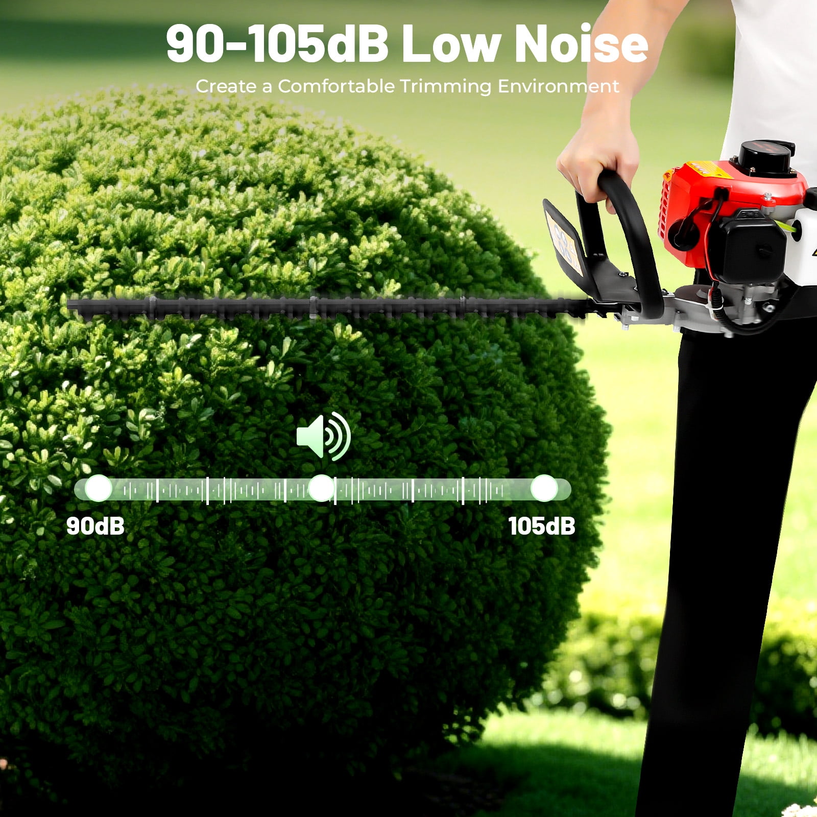 Hedge Trimmer, Double-edged Hedge Trimmer, Hedge Trimmer with 2-stroke Engine for Frimming Greenery in Park, Garden, School,180° Rotatable Handle