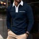thumbnail image 1 of pstuiky camisas de manga larga para hombre, Camisa de golf de moda para hombre, de manga larga, con bolsillo y cuello abatible, de color liso camisetas de hombre m, 1 of 6