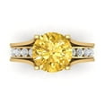 thumbnail image 2 of Clara Pucci 18K Yellow Gold 3.39 Natural Citrine Engraveable Engagement Ring + Wedding Band Set, 2 of 7