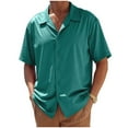 thumbnail image 2 of Ceisia Men's Shirt | Loose Short Sleeve Solid Color Shirt | Stretch Breathable Wrinkle-resistant (Asymmetrical Hem) Gift, 2 of 8