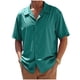 thumbnail image 2 of Blusa y camisa de manga corta con cuello vuelto para hombre, cárdigan informal de botones a la moda de color liso, blusa de manga corta con cuello vuelto, blusas de poliéster para hombre, 2 of 6