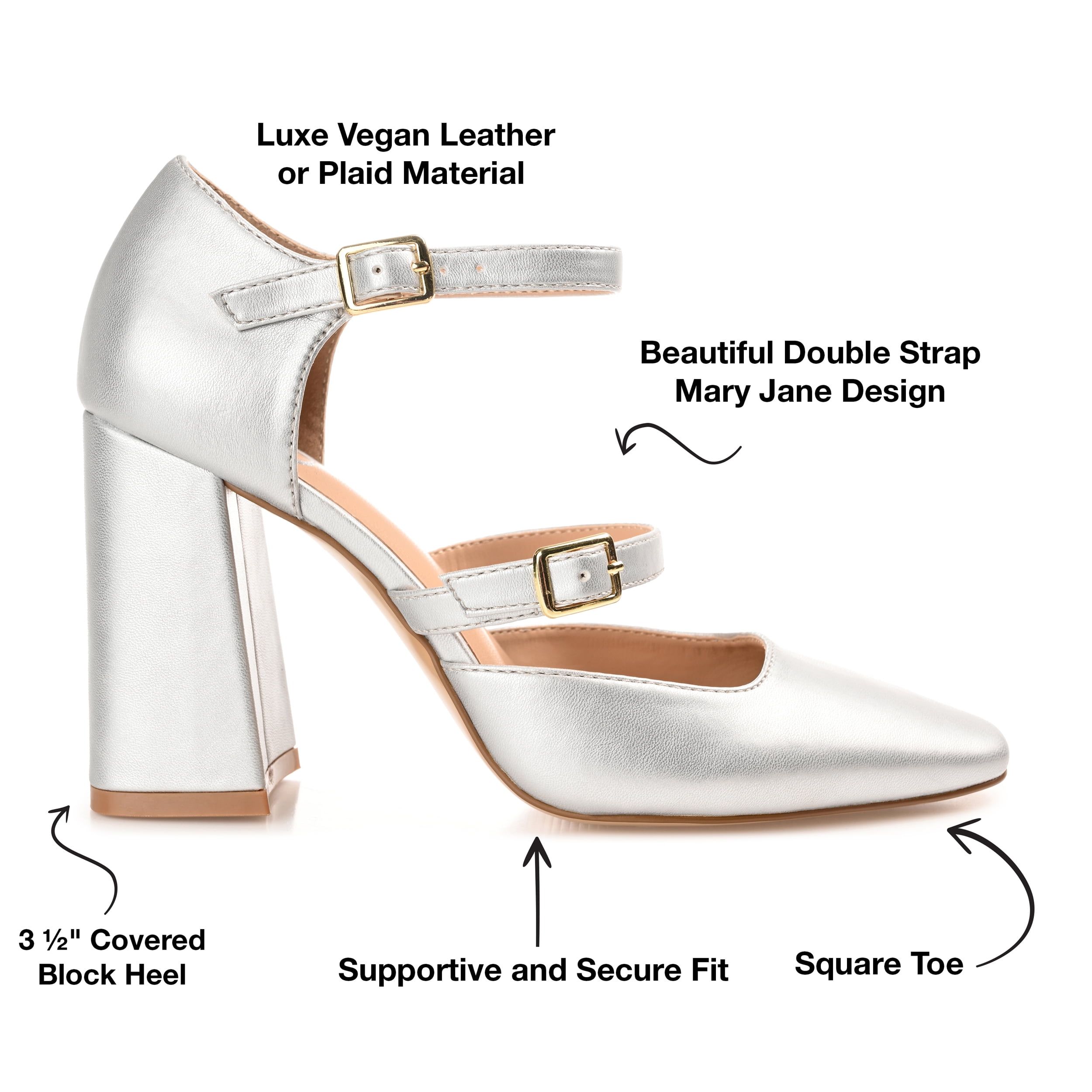 Journee Womens Isadorah Mary Jane Mid Block Heel Square Toe Pumps, Widths Available