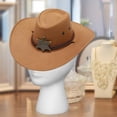 thumbnail image 2 of Sombrero de vaquero para hombre, sombrero de vaquera con correa para la barbilla, sombrero de ala ancha de moda para exteriores Caqui claro, 2 of 9