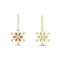 thumbnail image 3 of Marquise Cut Simulated Citrine & Round White Cubic Zirconia Snowflake Leverback Drop Dangle Earrings In 14k Yellow Gold Over Sterling Silver For Womens Her, 3 of 5