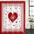 thumbnail image 2 of Red Valentine's Day Bathroom Shower Curtains with 12 Hooks Polyester Waterproof Shower Curtain for Stalls and Bathtubs Love Heart Romantic Valentines Decorative Bathroom Privacy Curtain 36x72 Inches, 2 of 9