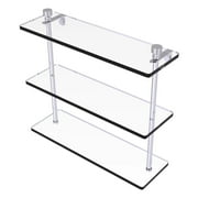 Foxtrot Collection Triple Tiered Glass Shelf - Satin Chrome / 16 Inch