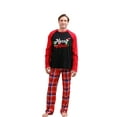 thumbnail image 2 of Family Matching Christmas Pajamas, Letter Print Long-Sleeved Round Neck Tops + Plaid Pattern Trousers Sleepwear Outfits, 2 of 6