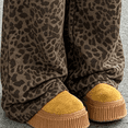thumbnail image 4 of Morttic Women's Leopard Print High Waist Drawstring Casual Long Pants – Side Pockets Fashionable Summer Trousers Deep Leopard Print，S, 4 of 6