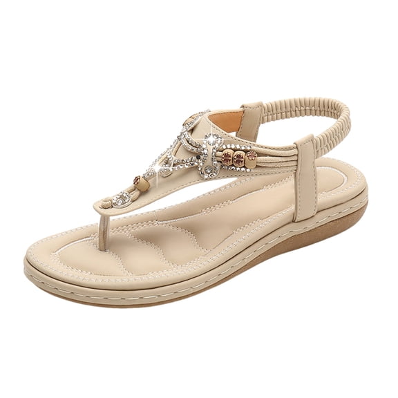 Dakaela Womens Bohemian Flat Sandals Arch Support Orthopedic Flip Flops Summer Beach Casual Shoes