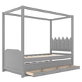thumbnail image 5 of Twin Size Canopy Bed with Trundle and Drawers, Upholstery Princess Platform Bed with Headboard and Wood Slat Support for Kids and Teens, Gray, 5 of 9