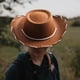 thumbnail image 5 of 3 piezas de sombrero de vaquero occidental, sombrero Fedora para niños con cordón, sombrero para el sol, sombrero de copa de jazz Marrón, 5 of 9