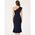 thumbnail image 4 of Vestido Midi Para Mujer Vestido Casual De Sirena Con Un Hombro Azul XL, 4 of 5