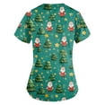 thumbnail image 4 of HaHaHappy Christmas Scrubs for Women Plus Size V Neck Casual Christmas Santa Print Scrub Shirts Dressy Short Sleeve Funny Scrub Tops Nurse Workwear Nursing Medical Uniform with Pocket Turquoise 3XL, 4 of 4