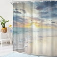 thumbnail image 3 of Beach 72Wx72H Shower Curtain Ocean Landscape Nautical Bathroom Curtain Set Coastal Sunrise Scenic Sea Wave Sky Sunset Bath Curtain Cloth Fabric Bathroom Accessories Decor with 12 Hooks, 3 of 6