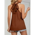 thumbnail image 5 of Spencer Women's Sleeveless Tie Halter Neck Summer Tops Loose Casual Tank Top Blouse Shirts Sexy Plain T-Shirts "Caramel,M", 5 of 5