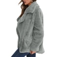 thumbnail image 3 of Women Winter Coats Lapel Faux Fur Jackets Open Front Mid-Long Cardigan Coat Casual Warm Winter Outwear Jackets Gray S, 3 of 7