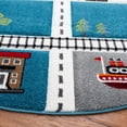 thumbnail image 3 of SAFAVIEH Carousel Kids Devan Train Track Area Rug, Turquoise/Ivory, 3' x 3' Round, 3 of 11