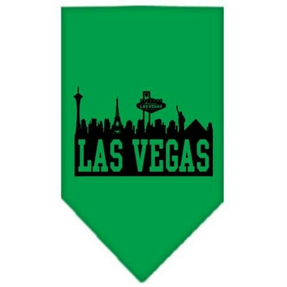 Mirage Pet Products 66-78 SMEG Las Vegas Skyline Screen Print Bandana Emerald Green Small