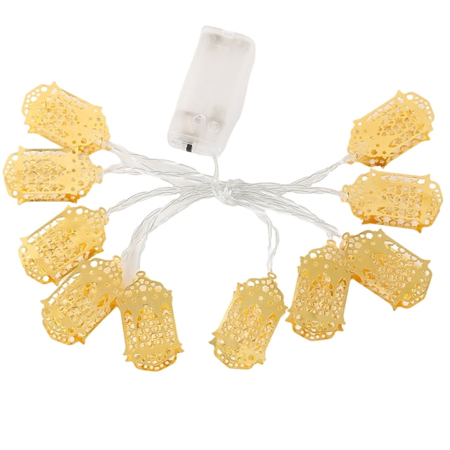 Inteprter Eid Mubarak Lámpara Exquisita Hollow-out Ramadan Decoraciones Cadenas de iluminación para Bar Dormitorio Puerta Ventana Kits de decoración para fiestas Inteprter HA061923-00