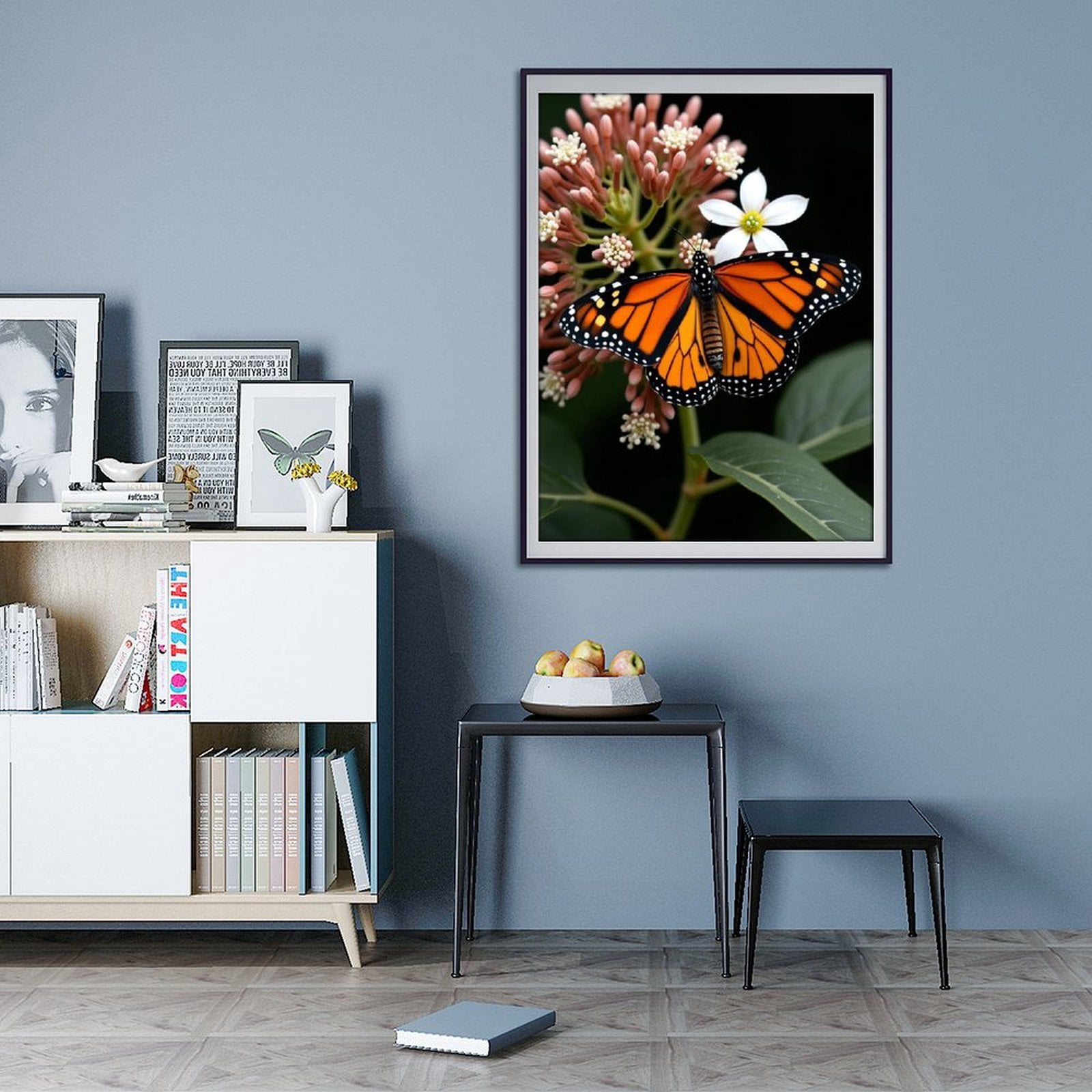 Diamond Art Kits for Adults - Modern Butterfly Botanical Print No.1167 5D Frameless Dimond Painting Kit for Adults Beginner, Round Diamond Kits for Home Wall Decor, Gift for Women