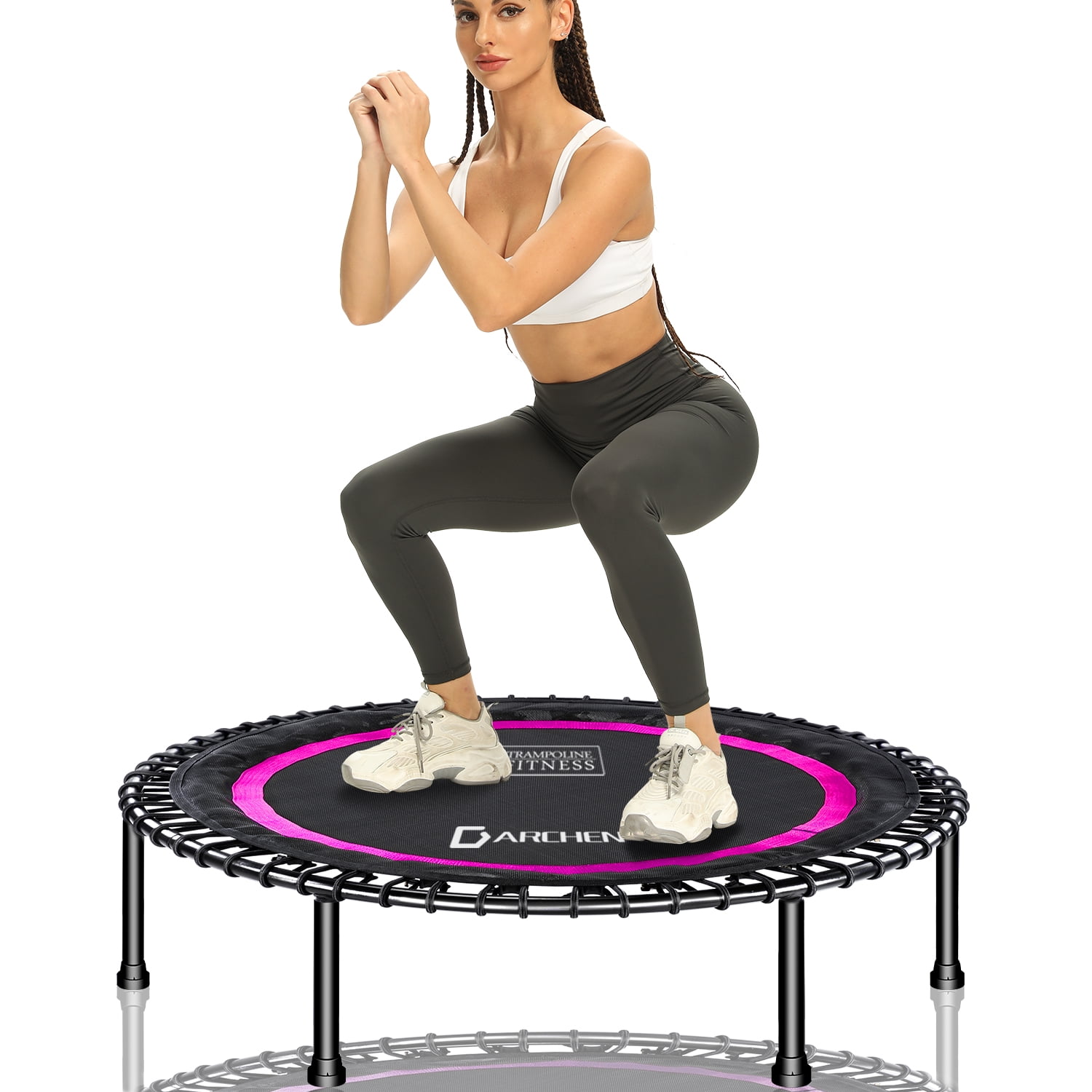 NEWAN Fitness Exercise Trampoline with Handle Bar 40" Foldable Rebounder Wor... 