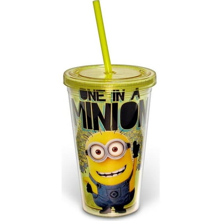 straw lid cup oz minion despicable cold plastic