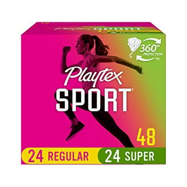 Playtex Sport Tampons, Multipack (24ct Regular/24ct Super Absorbency), Fragrance-Free - 48ct