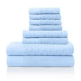 thumbnail image 1 of Herringbone 100% Turkish Cotton Jacquard and Solid 8-Piece Towel Set Pacific Blue, 1 of 1