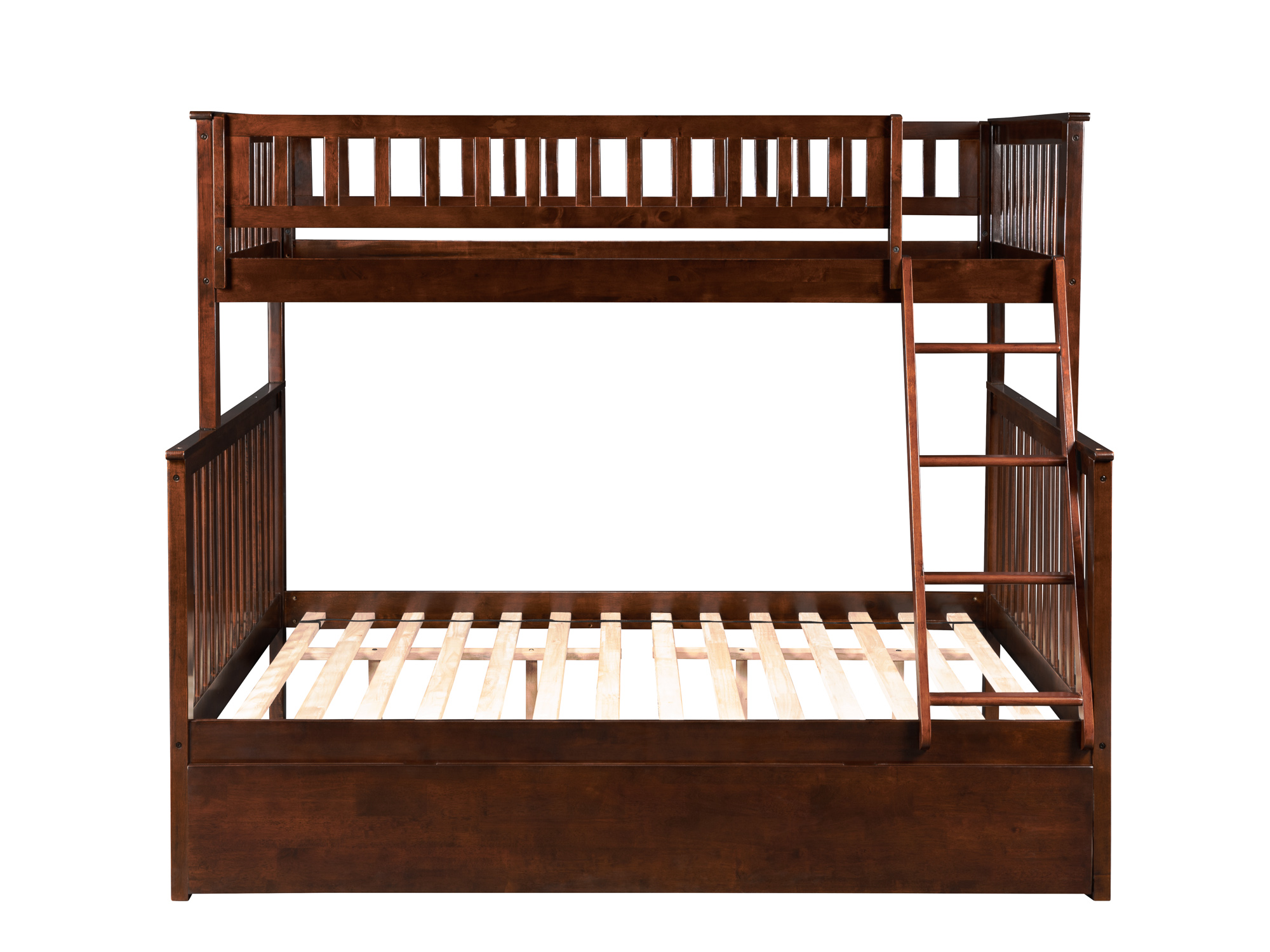 Woodland Bunk Bed Twin over Full with Full Size Urban Trundle Bed in Walnut - image 3 of 7