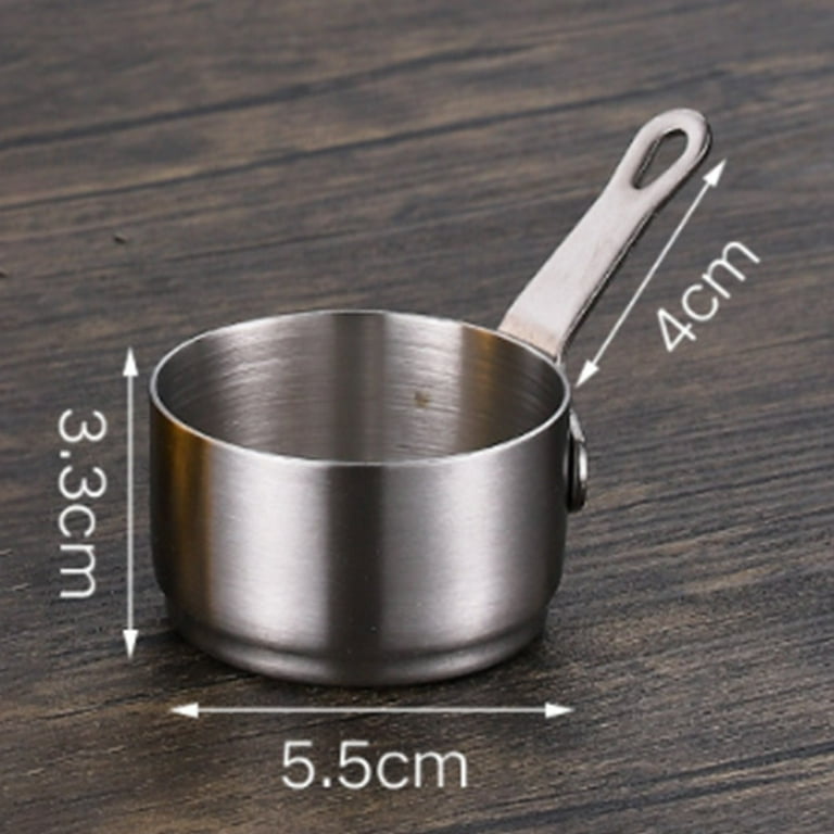 Leke 2pcs Pot Gravy Stainless Steel Milk Pot Mini Sauce Pan Non Stick Small Saucepan,Silver, Size: Silver(60ML)