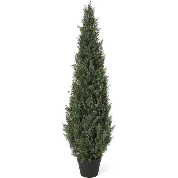 3/4/5ft artificial cedar tree-home decor fake cypress potted imitation evergreen plants para indoor y outdoor front porch garden (4ft 1pcs)