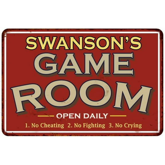 SWANSON'S Game Room Sign Vintage Look 8 x 12 High Gloss Metal 208120001442