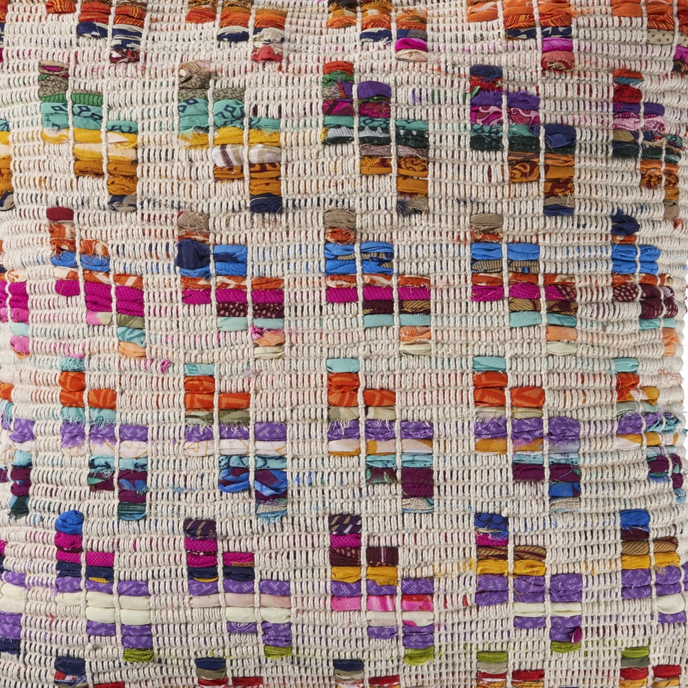 Woven Paths Eclectic Chindi Throw Pillow, 20" x 20", Multi-color