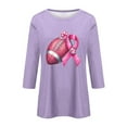 thumbnail image 2 of NAMTYQX Pink T Shirts for Women Trendy Round Neck Cool Floral 3/4 Sleeve Loose Purple Size XL, 2 of 4