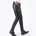 thumbnail image 5 of Luwomo Mens Leisure Pants Slim Fit Leather Pants Leggings Long Elastic Waist Motorcycle Leather Relaxed Fit Trousers Black,M, 5 of 9